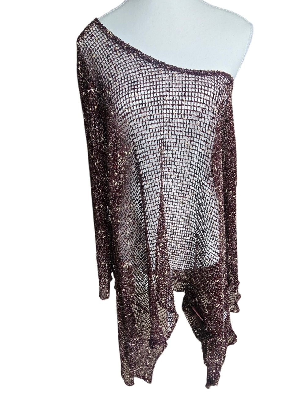 Rare Magna Brown Open Knit Festival Forest Fairy Grunge Boho Hippie Tunic